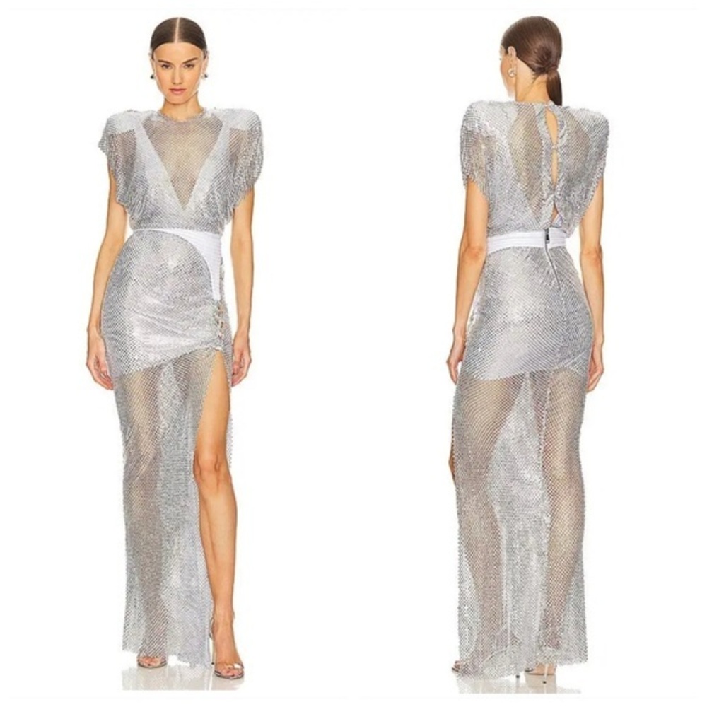Zhivago JEM Platinum Crystal Embellishment Gown Size US 12